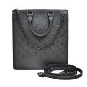 Louis Vuitton Sac Plat Messenger Tote Bag Shoulder Bag Taurillon Black